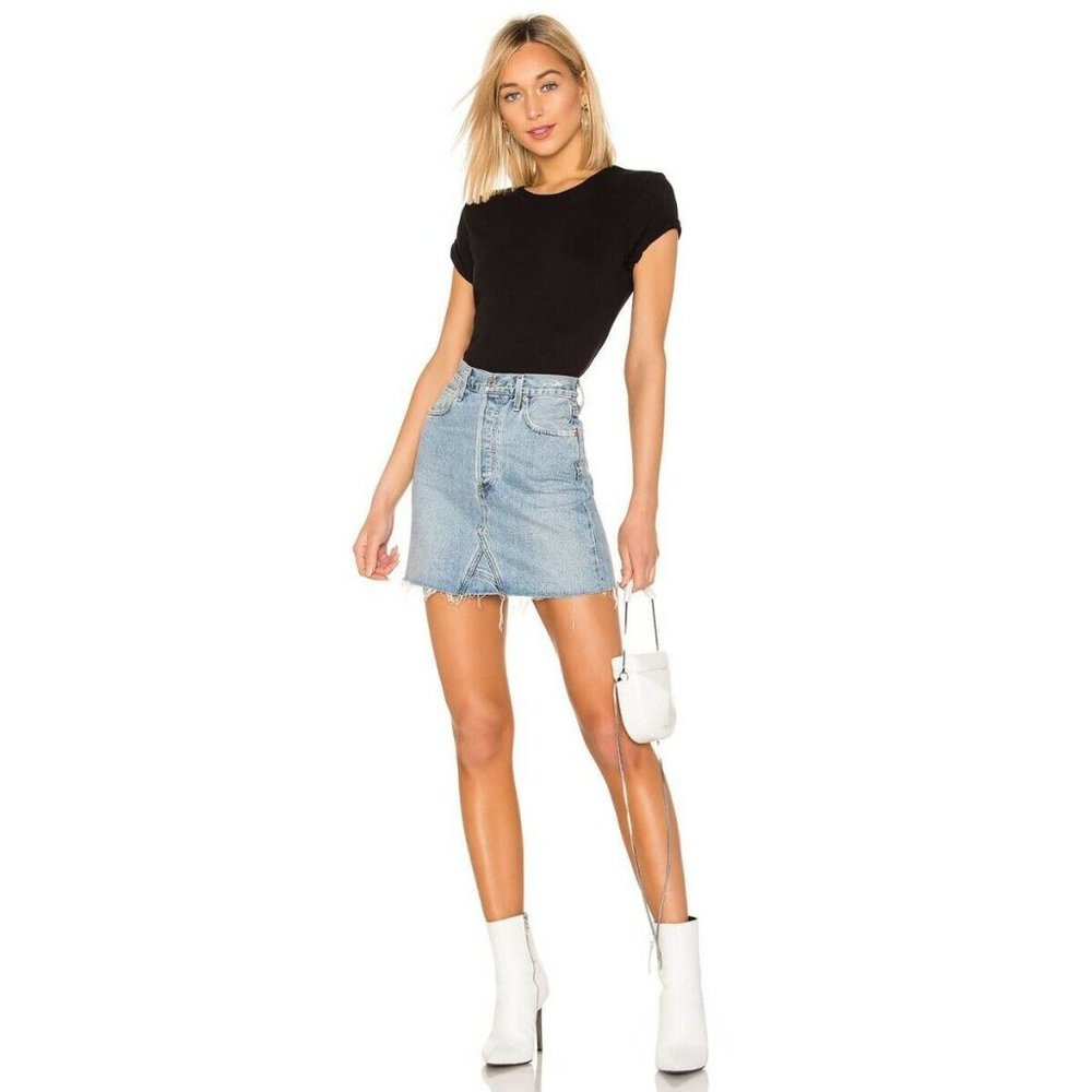 RE/DONE 1950s Boxy Cotton Ribbed Knit Trim Tee - Picture 3 of 7